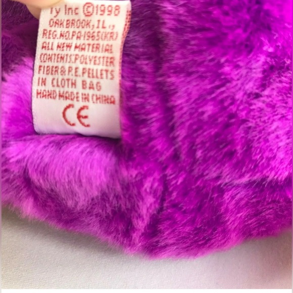 TY Beanie Baby Patti, Purple, Yellow Duck Platypus 1998 Tag Attached 14" - Picture 10 of 10